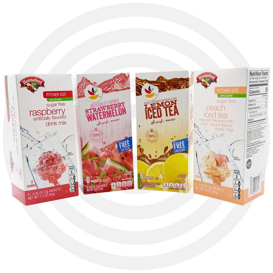 Variety of custom branded STE cartons for beverages.