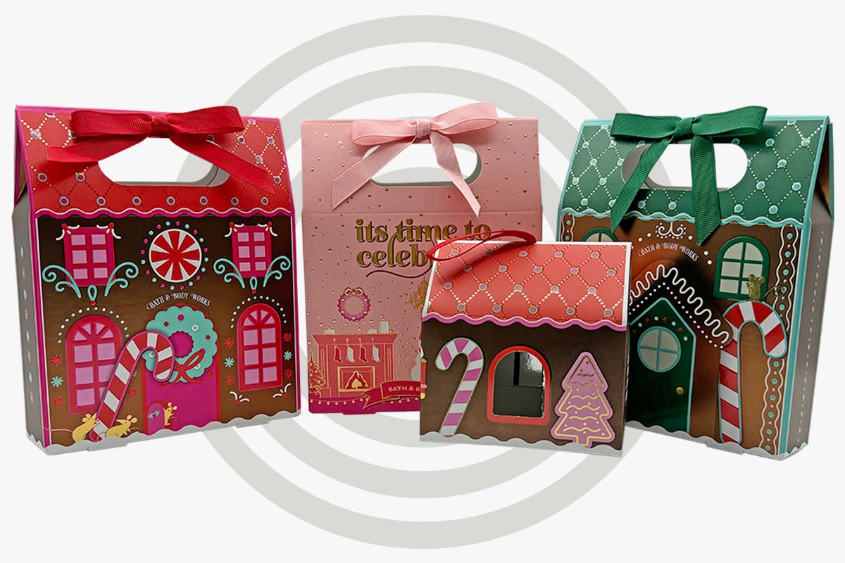 Custom printed paperboard packaging with embellishments.