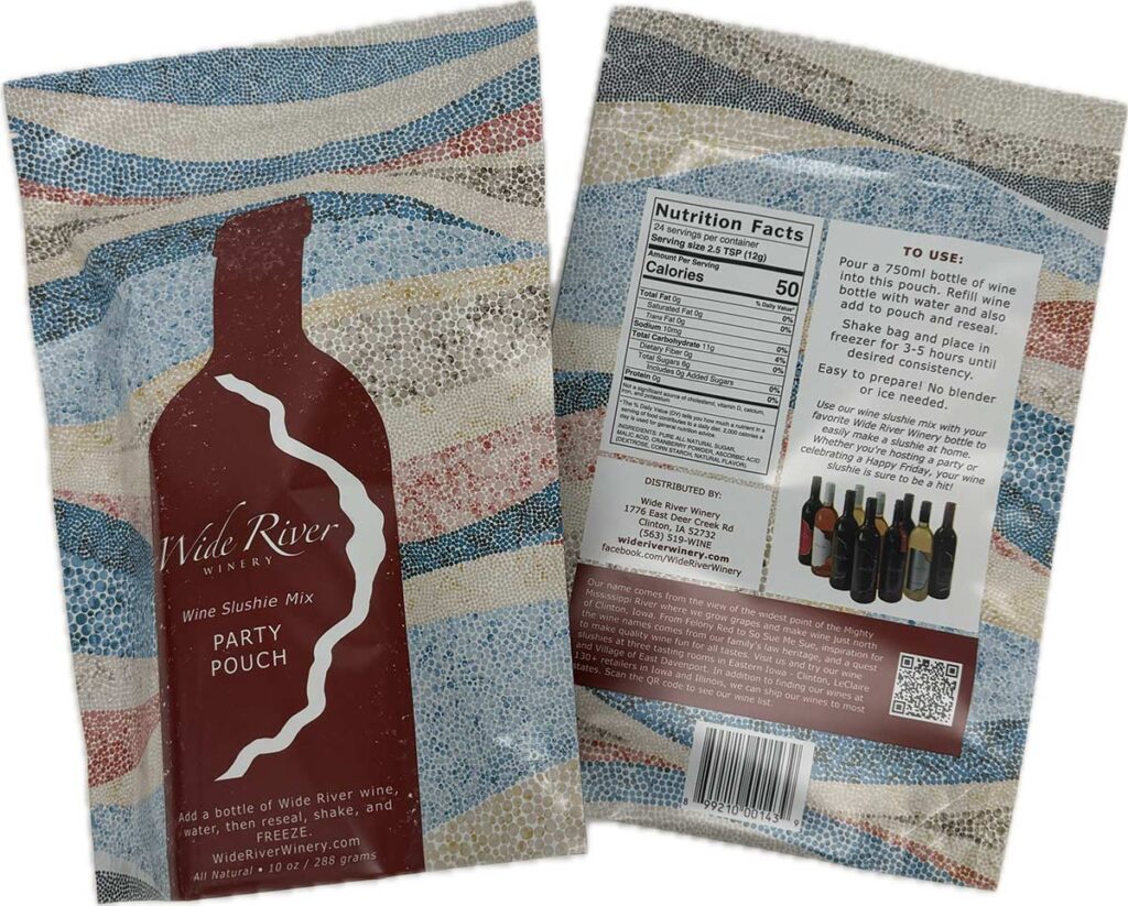 Wine in a custom printed pouch package.